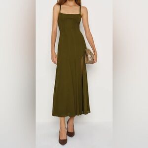 Reformation NWT Eridania  Elegant Moss Green Maxi Dress Sz: 4 Orig: $248